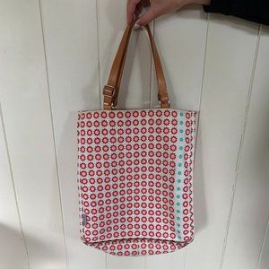 Orla Kiely Canvas Tote Bag w/leather handles